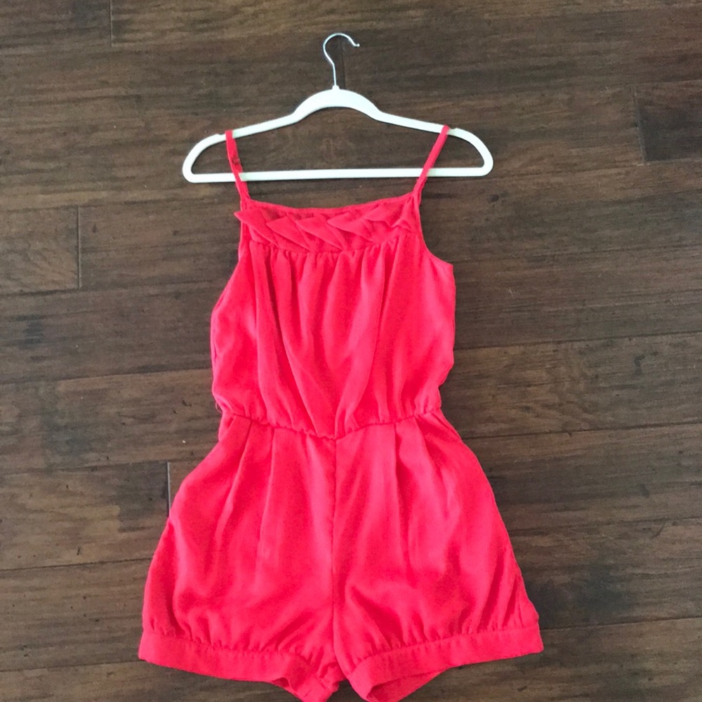 Bright Coral Silk Romper